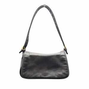 Black Genuine Leather Baguette Shoulder Bag Quiet Luxury Minimalist
Vintage